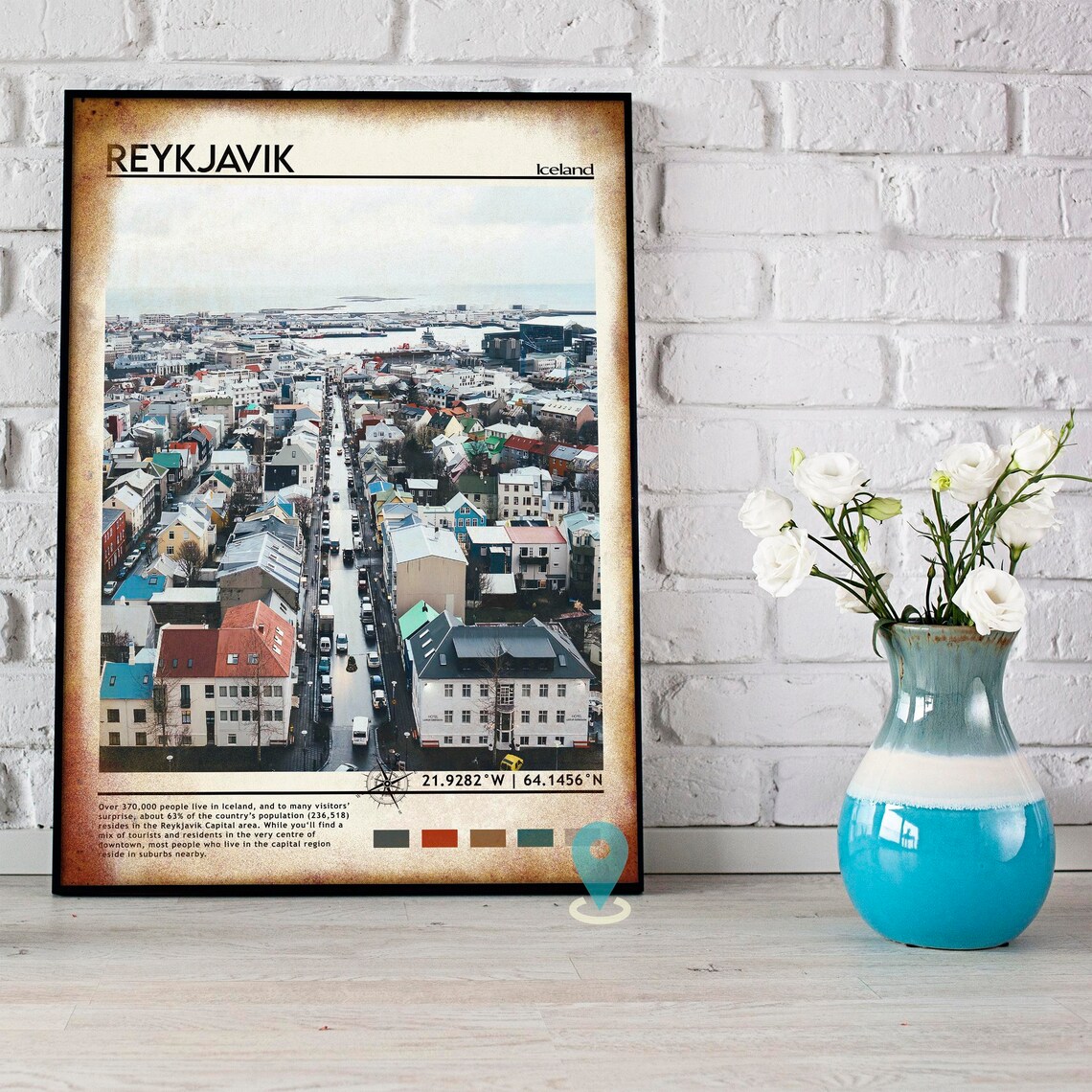 Reykjavik Iceland Colorful Houses Aerial Downtown Photo Poster - Image 5
