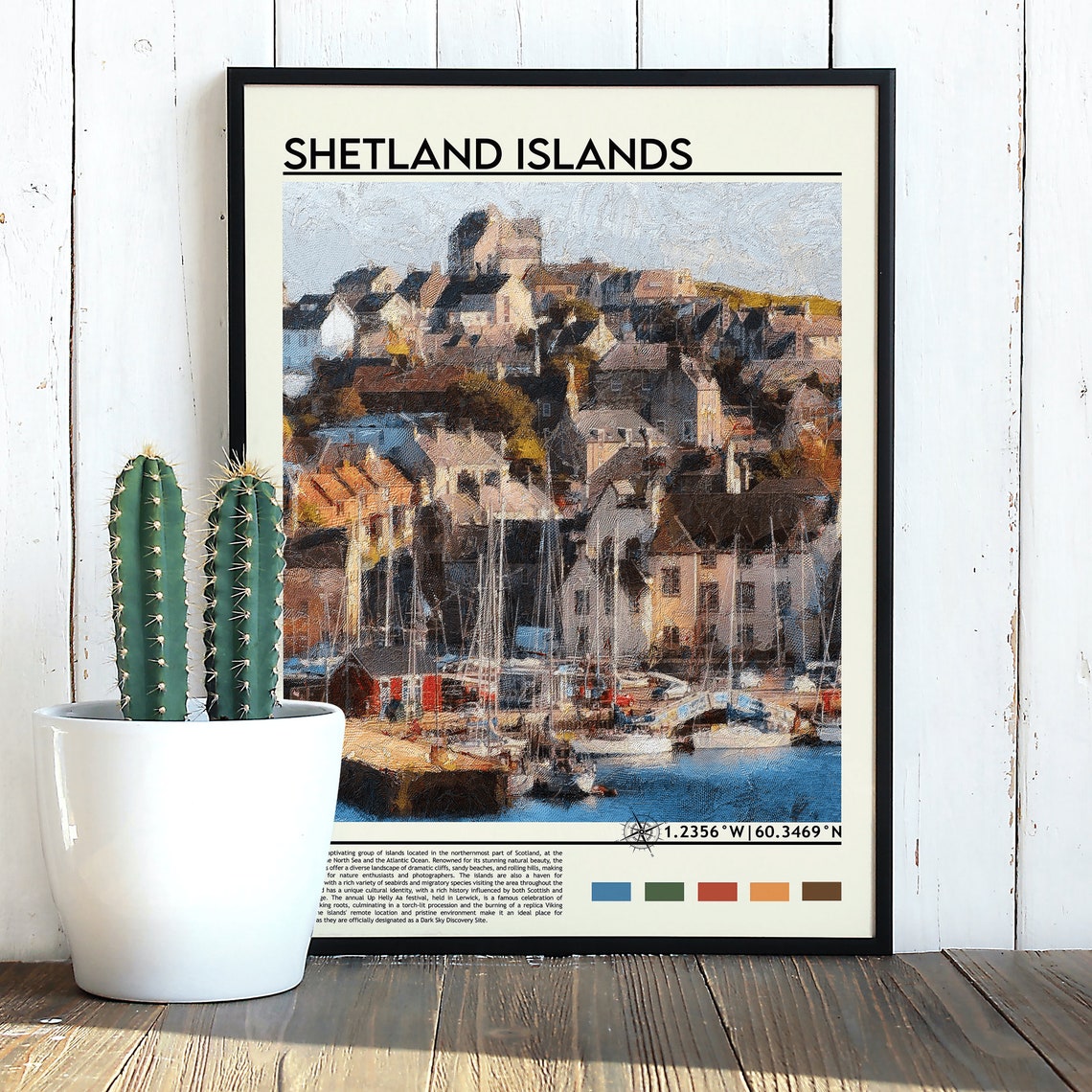 Shetland Islands Scotland Lerwick Harbor Sailboat Art Poster - Image 5