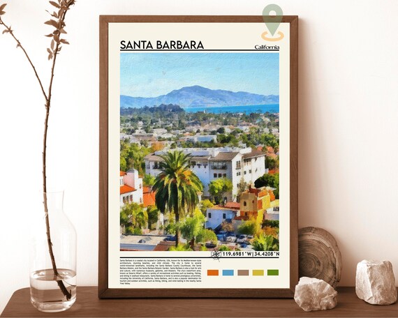 Santa Barbara California Coastline Palm Beach City Travel Poster