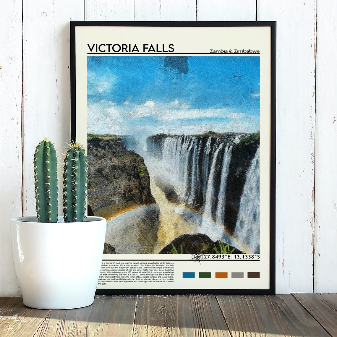 Victoria Falls Zambia Zimbabwe Rainbow Mist Majestic Waterfall Poster - Image 3