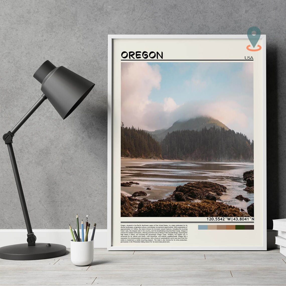 Oregon USA Scenic Misty Pacific Coast Cliffs Photo Home Decor Wall Art - Image 2