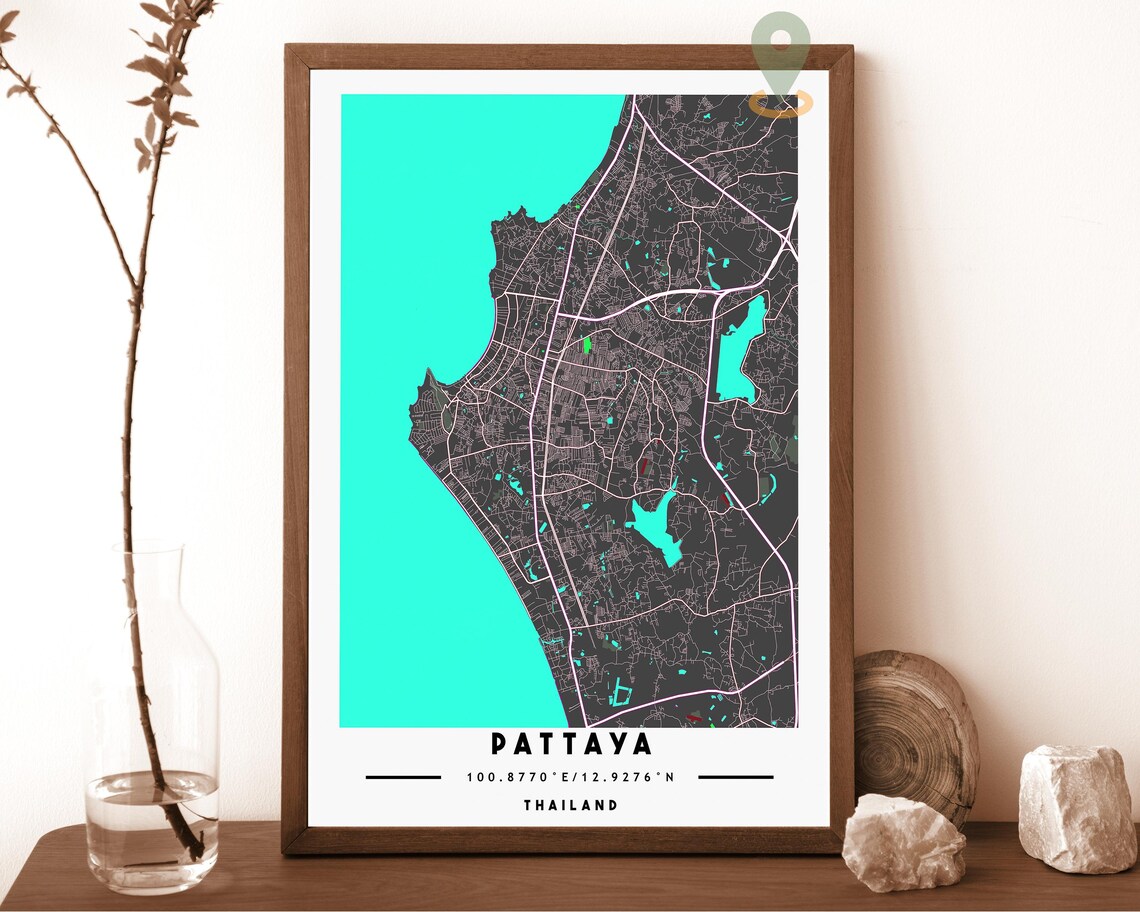 Pattaya Thailand City Street Map Gold Modern Art Print for Bold Graphic Walls - Image 4