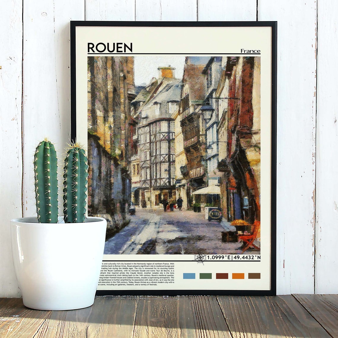 Rouen Poster Normandy Art France Travel Poster Rouen Print Rouen Artwork Rouen Wall Art Rouen Travel Normandy Print Rouen France - Image 4