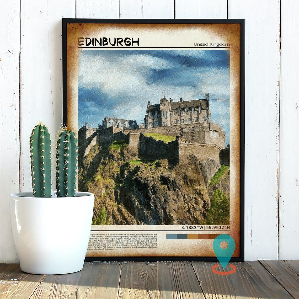 Edinburgh Castle Scotland United Kingdom Vintage Style Travel Poster - Image 2