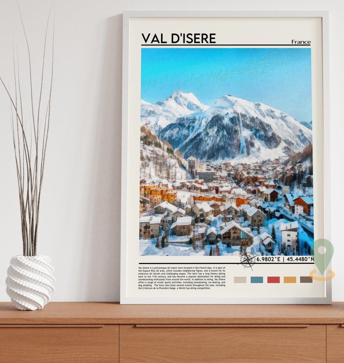 Val d'Isere France Snowy Alpine Ski Resort Village Winter Poster - Image 3