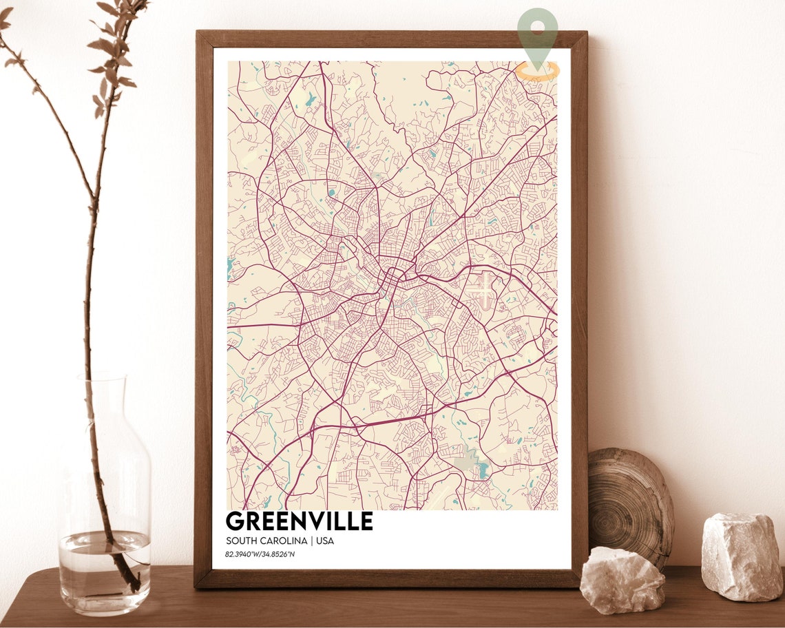 Greenville Map Greenville Map Print Greenville Personalized Map Greenville Wall Art Greenville Travel Poster Greenville South Carolina - Image 6
