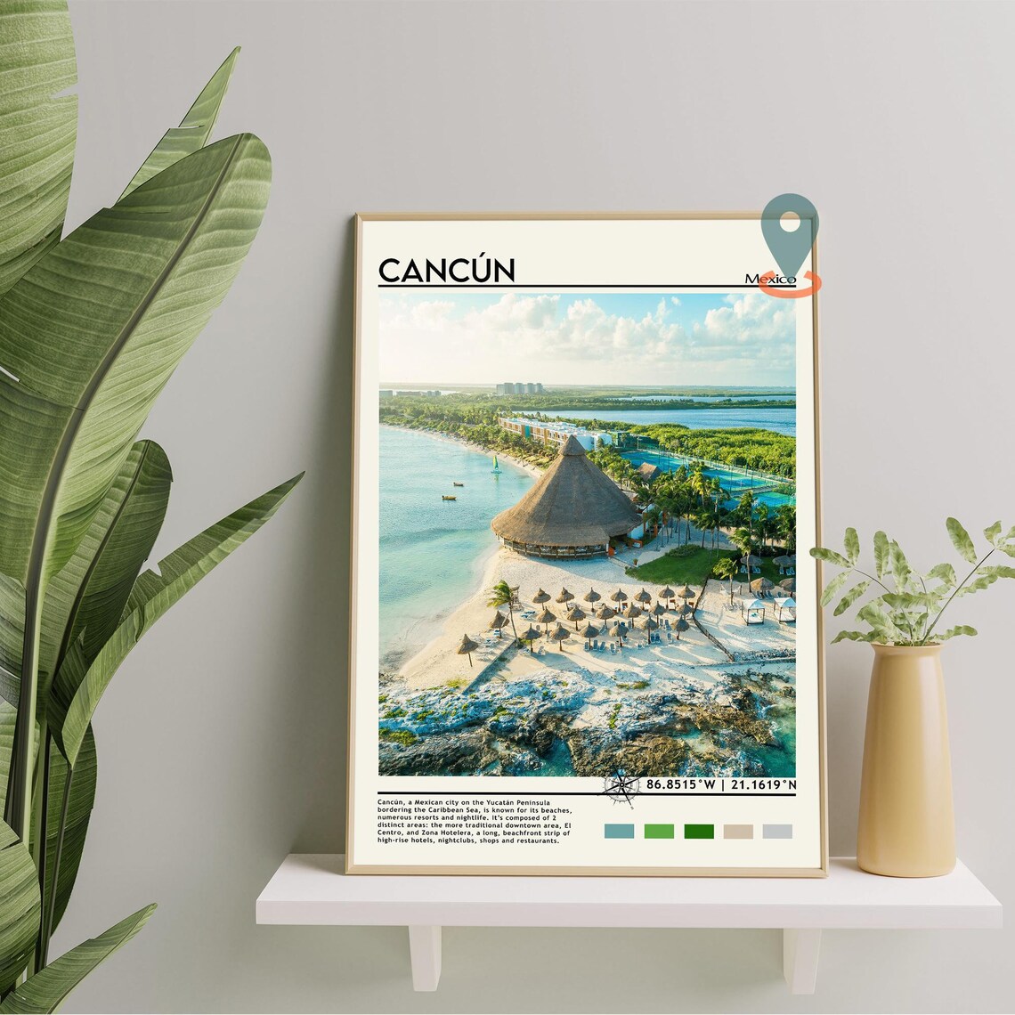 Cancun Mexico Aerial Beach Resort Photo Caribbean Travel Wall Art - Image 3