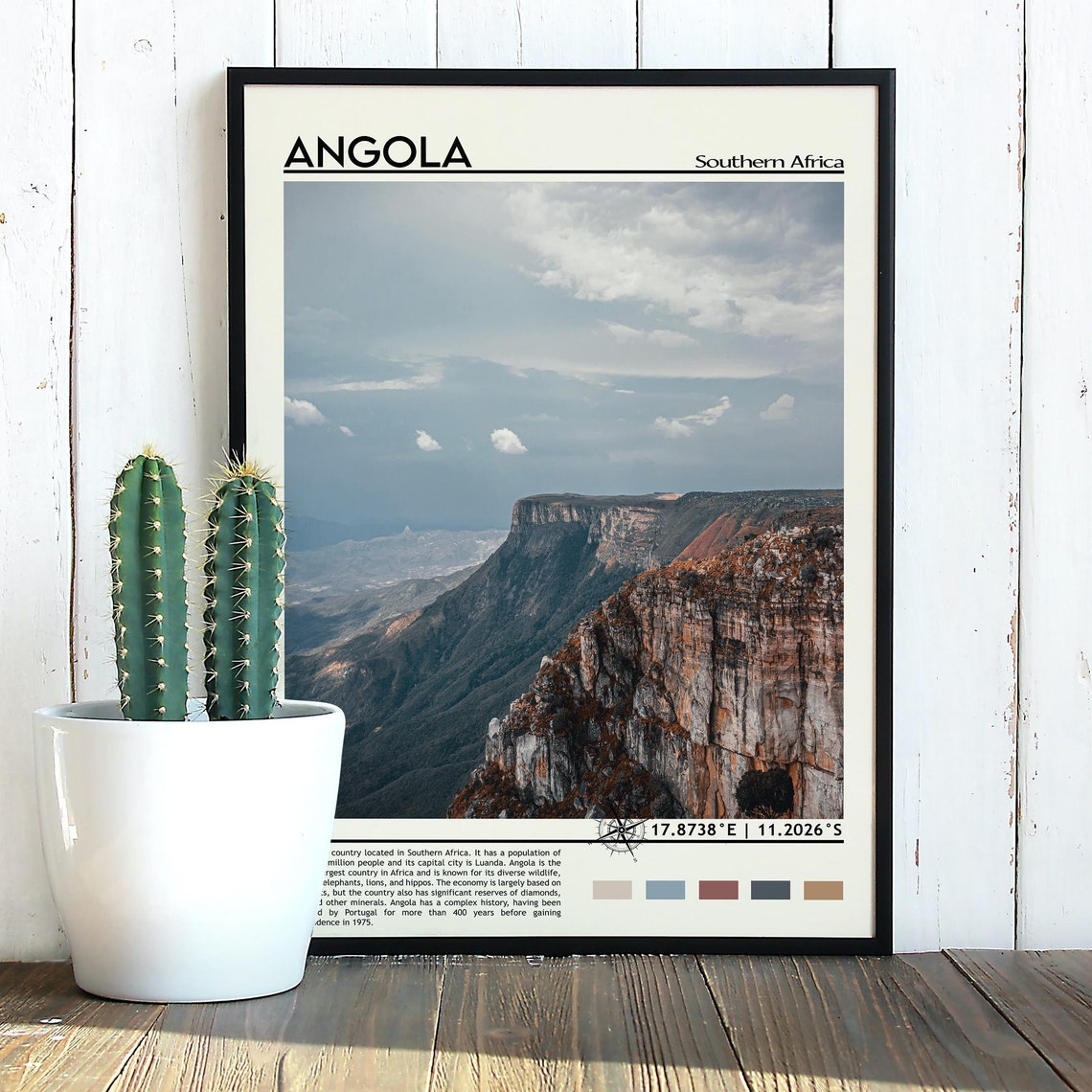 Angola Southern Africa Red Rock Cliff Landscape Travel Poster - Image 3