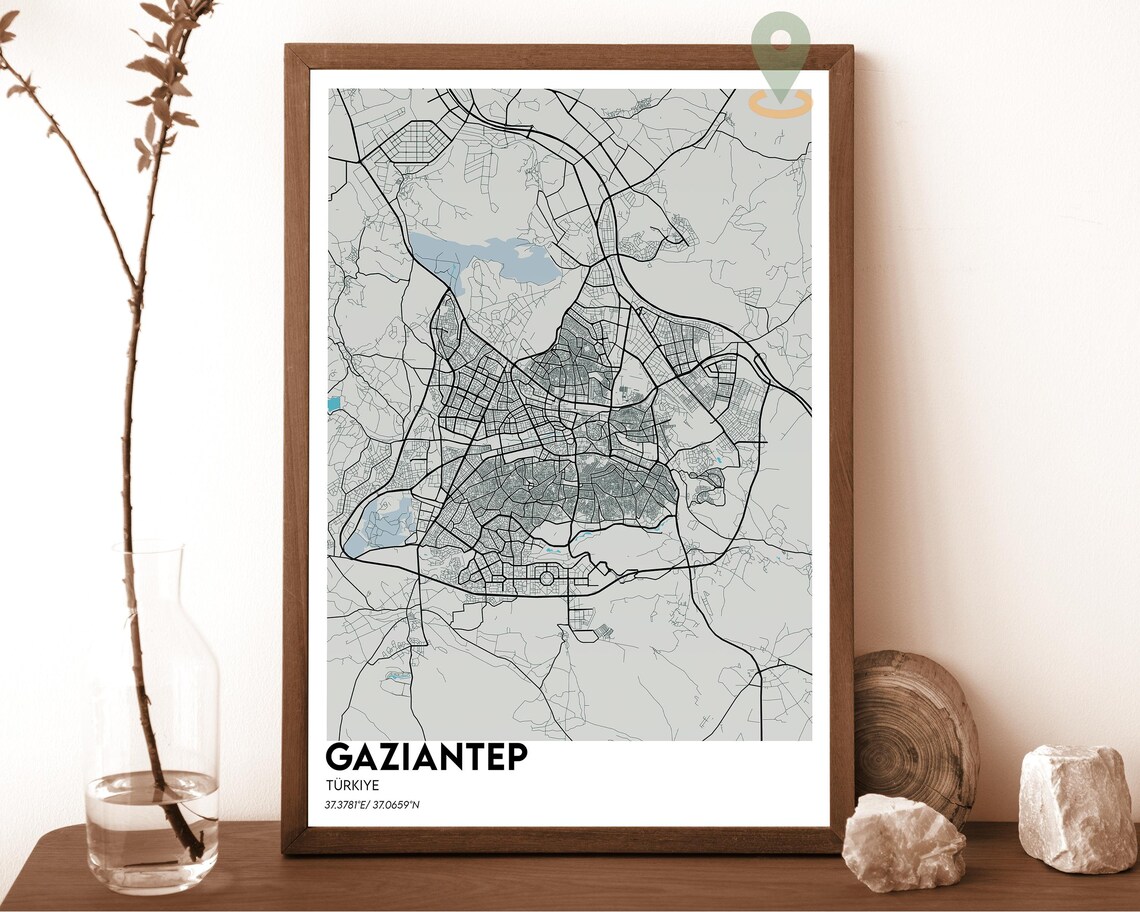 Gaziantep Turkiye Minimalist Navy City Map Street Art Poster - Image 2