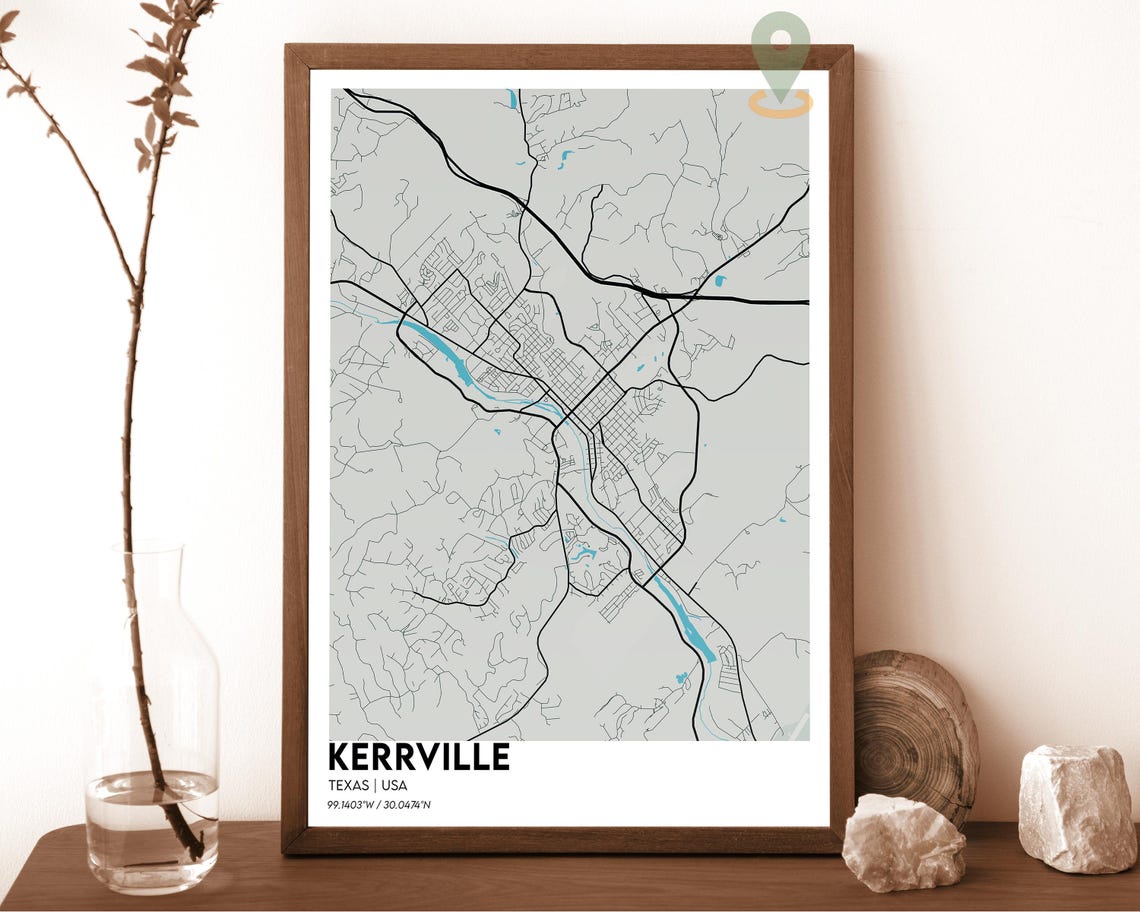 Kerrville Map Kerrville Map Print Kerrville Wall Art Kerrville Poster Kerrville Photo Kerrville City Map Kerrville Texas - Image 4