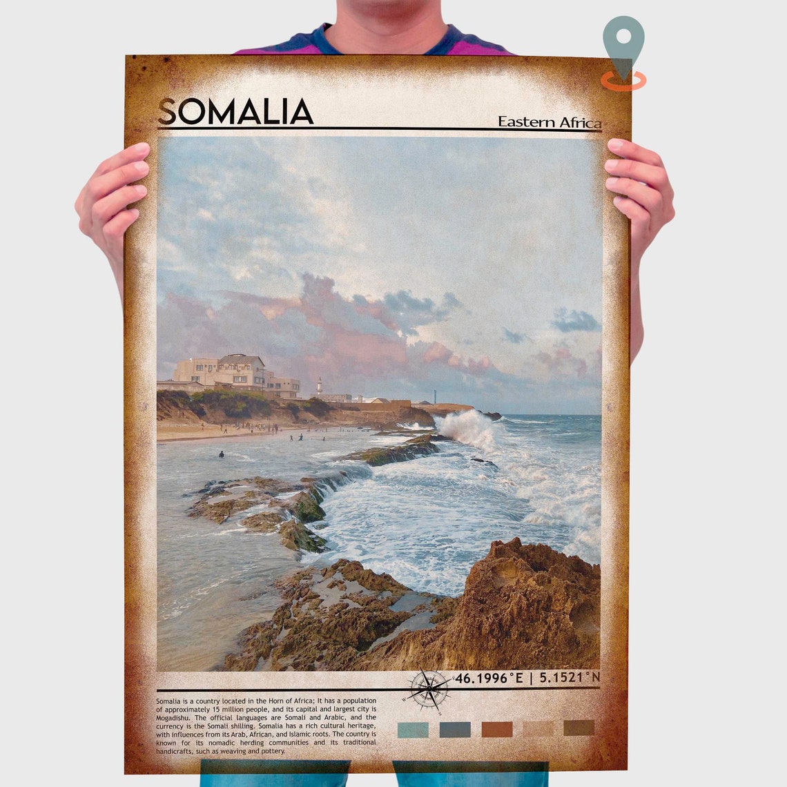 Somalia Eastern Africa Rugged Rocky Ocean Coast Travel Poster - Image 3