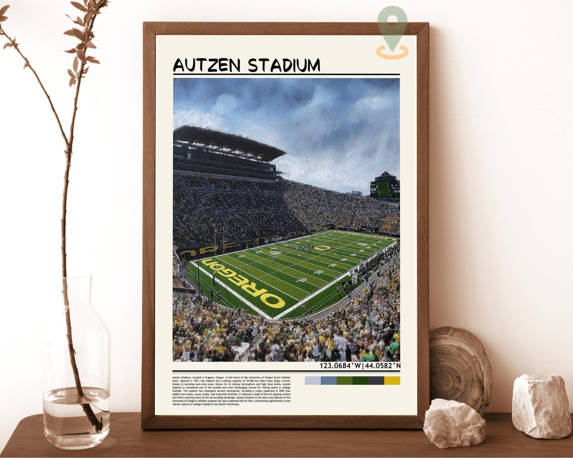 Autzen Stadium Oregon Football Game Day Packed Crowd Sports Poster