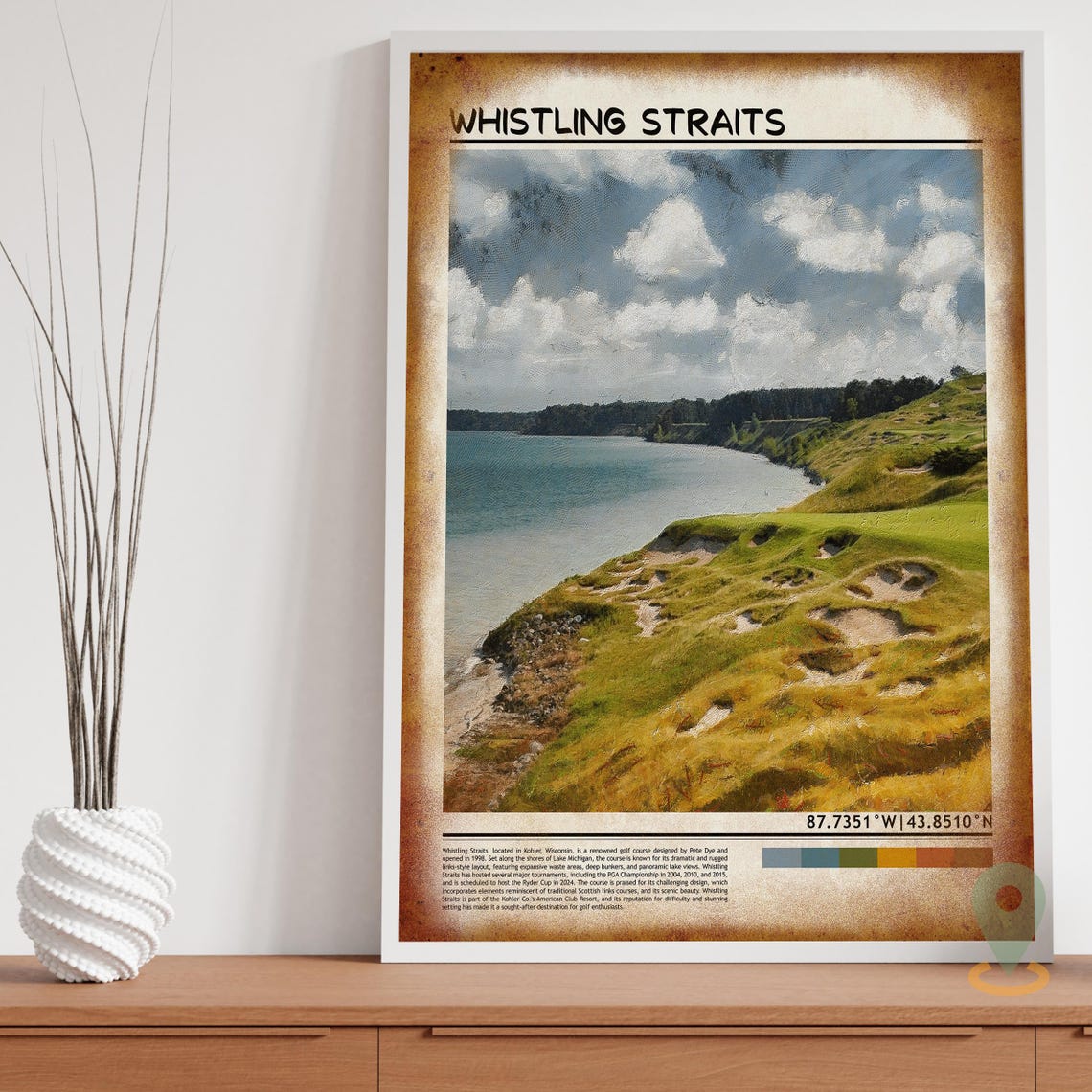 Whistling Straits Wisconsin Links Golf Course Lake View Art Poster - Image 3