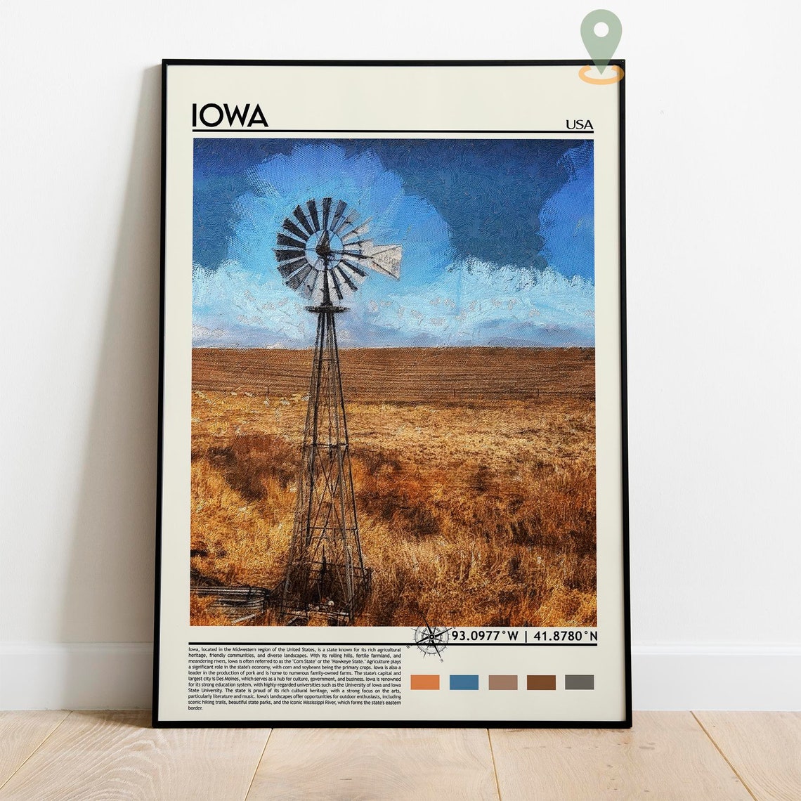 Iowa Travel Poster Iowa Print Iowa Wall Art Iowa Poster Iowa Photo Iowa Poster Print Iowa Map Vintage Iowa Print Iowa Poster Print - Image 2