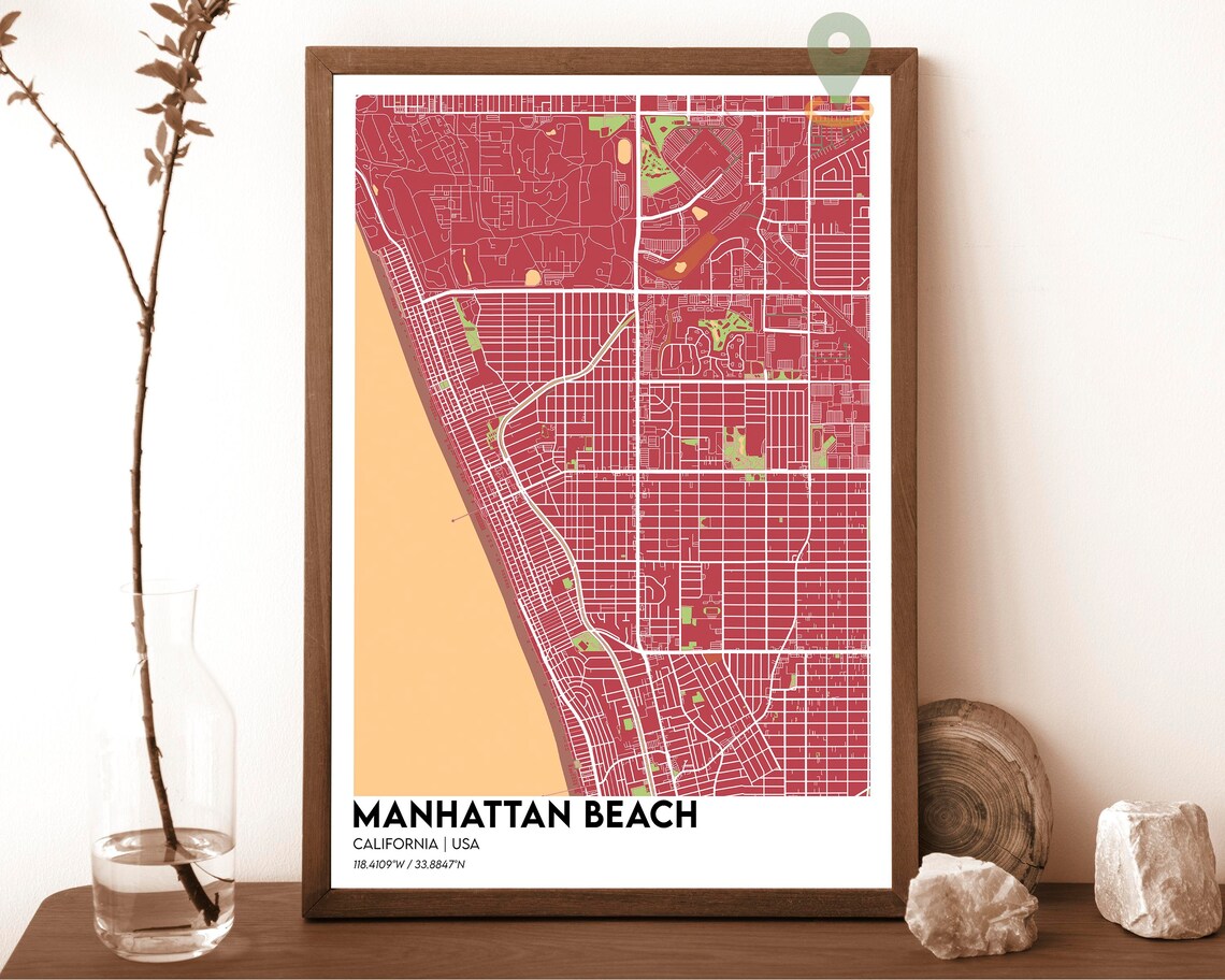 Manhattan Beach California USA Vintage Street Map Art Poster - Image 4
