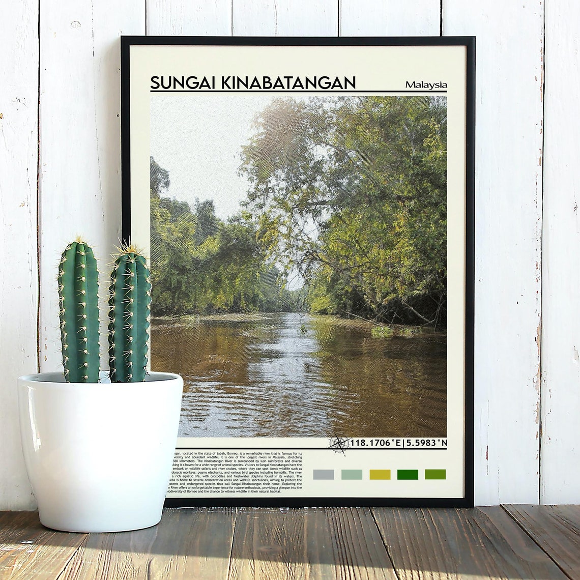 Sungai Kinabatangan Malaysia Borneo Rainforest River Scene Poster - Image 3
