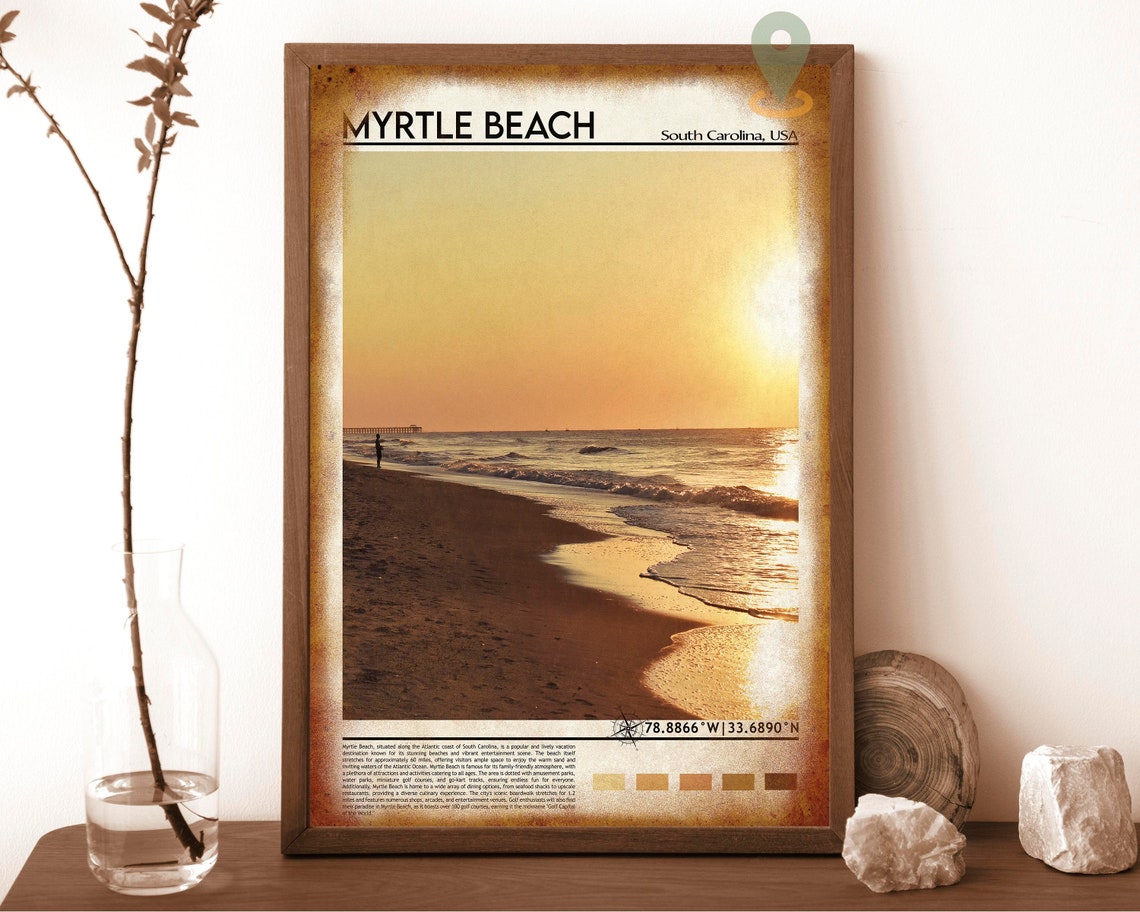 Myrtle Beach South Carolina Sunset Surf Ocean Waves Travel Print - Image 6