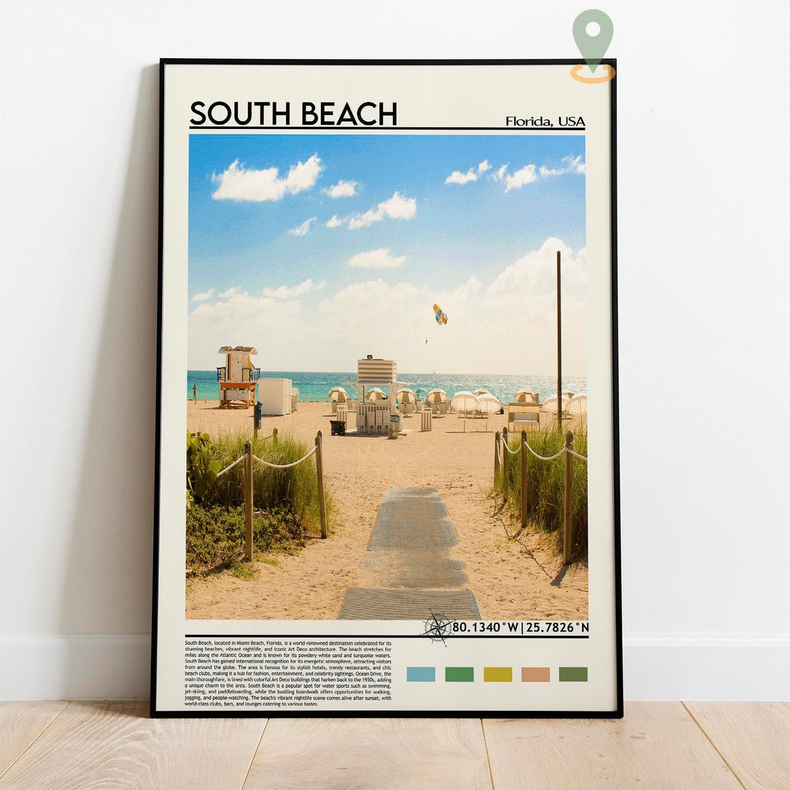 South Beach Miami Florida Oceanfront Lifeguard Beach Travel Poster - Image 2
