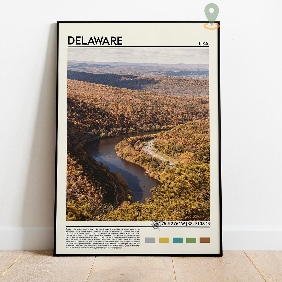 Delaware USA Autumn River Valley Fall Foliage Nature Travel Poster - Image 2