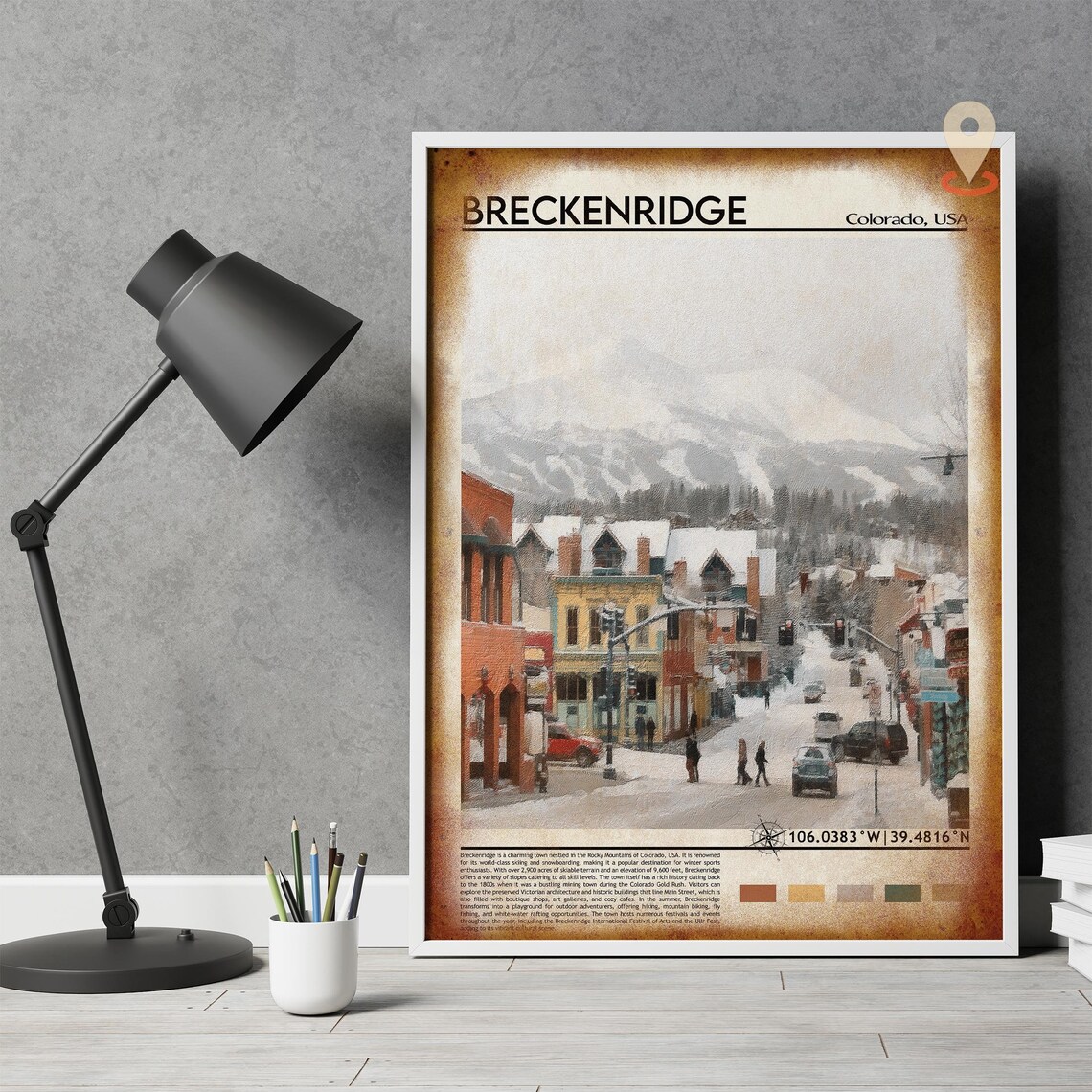 Breckenridge Colorado Snowy Main Street Ski Mountain Town Travel Poster - Image 4