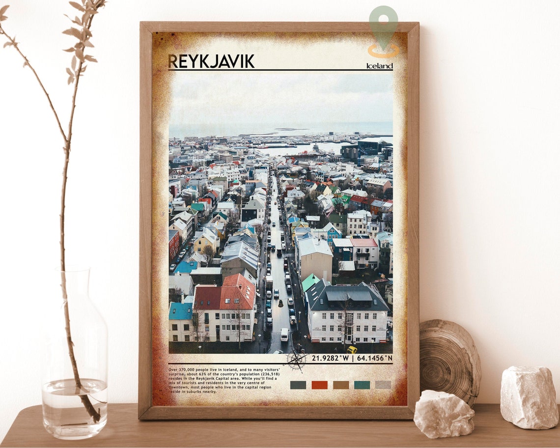Reykjavik Iceland Colorful Houses Aerial Downtown Photo Poster - Image 6