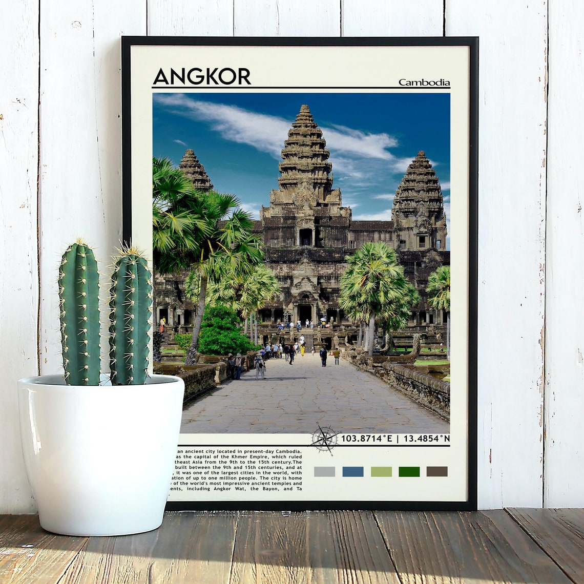 Angkor Cambodia Ancient Angkor Wat Temple Ruins Travel Facts Poster - Image 3
