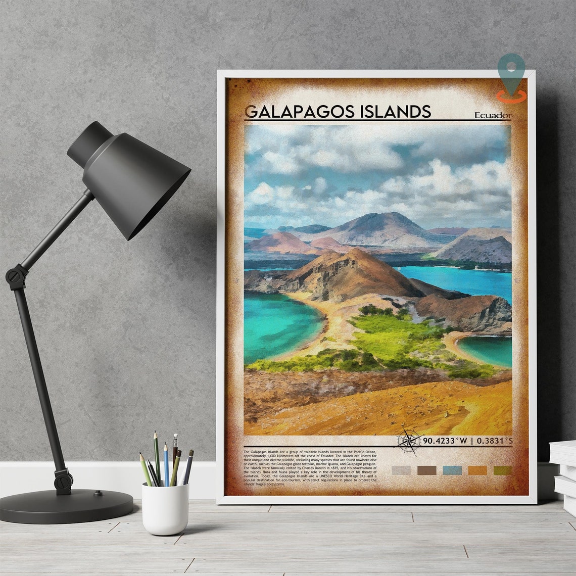 Galapagos Islands Ecuador Turquoise Bays Volcanic Hills Poster - Image 4