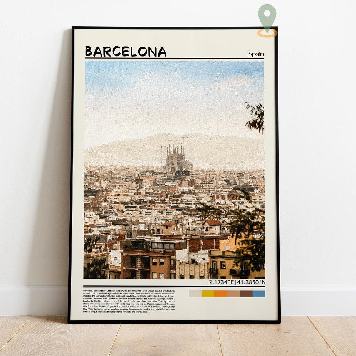 Barcelona Spain Sagrada Familia Rooftop View Panorama Poster - Image 2