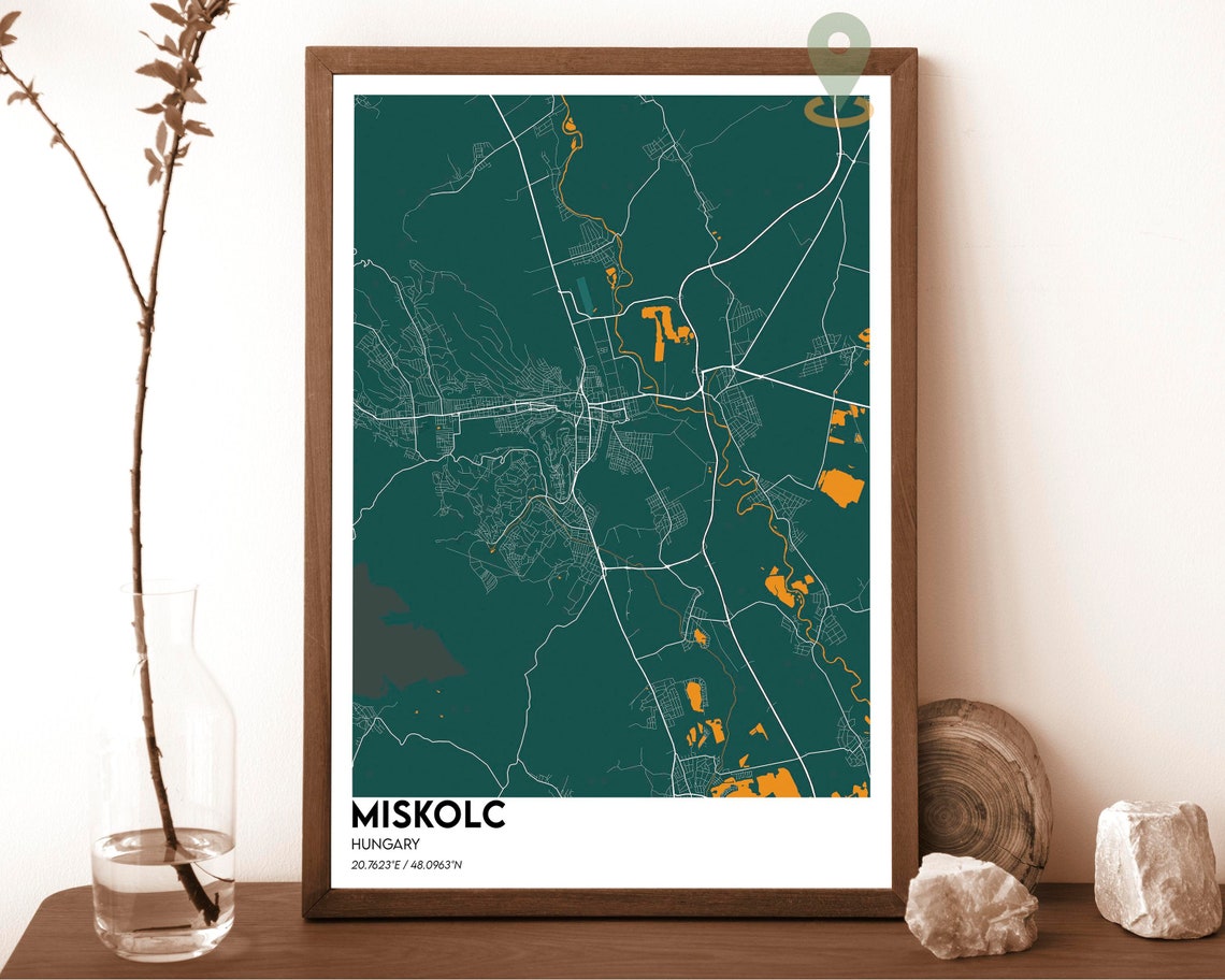 Miskolc Hungary Deep Red Street Map Bold Modern Art Decor Poster - Image 5