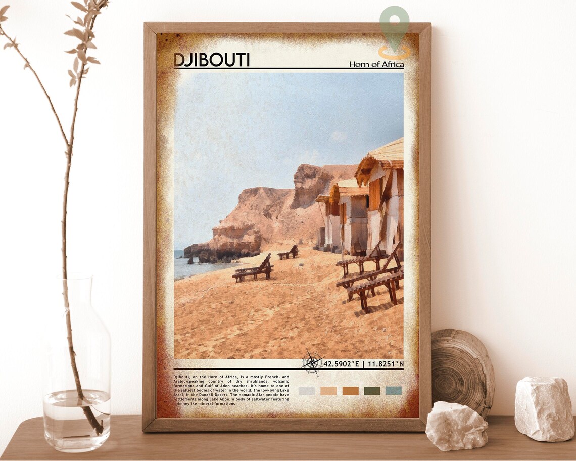 Djibouti Horn of Africa Sandy Beach Cliffs Travel Photo Poster - Image 6