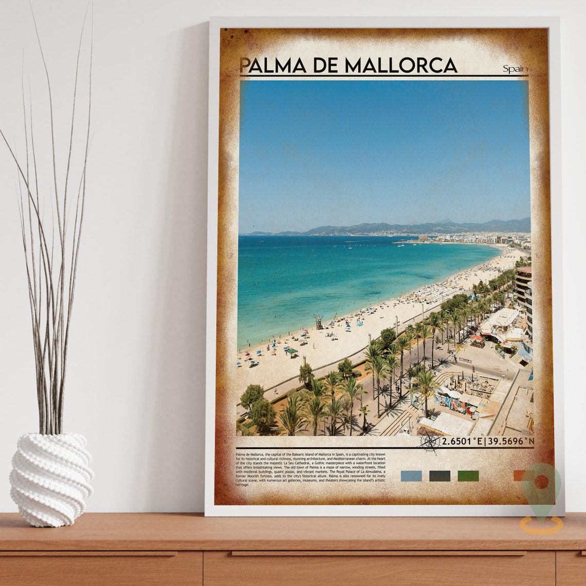Palma de Mallorca Spain Beach Promenade Turquoise Bay Travel Poster - Image 3