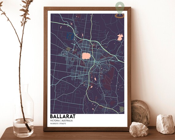 Ballarat Australia Victoria City Street Map Home Decor Poster