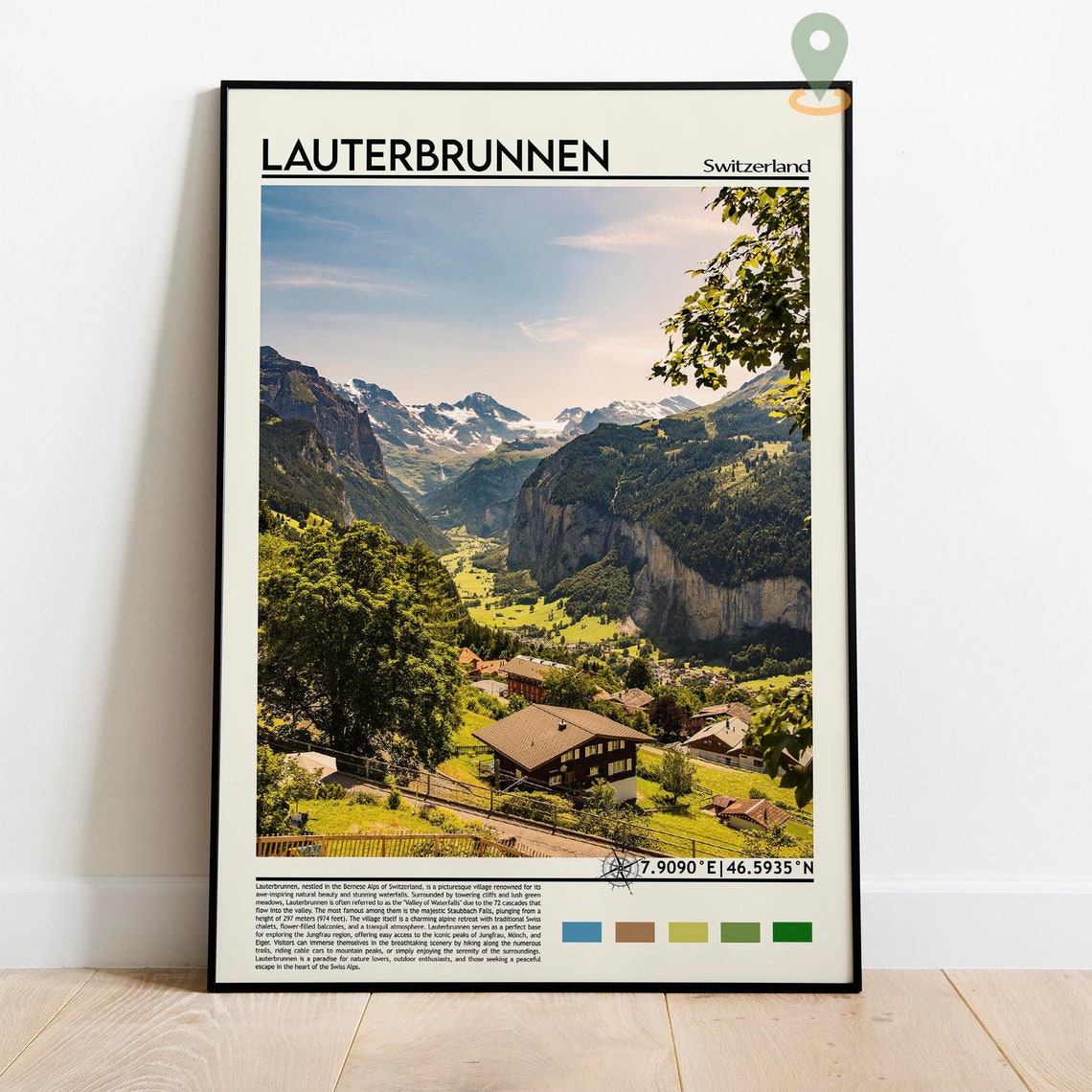 Lauterbrunnen Print Lauterbrunnen Poster Lauterbrunnen Wall Art Lauterbrunnen Travel Lauterbrunnen Art Print Switzerland Print - Image 2