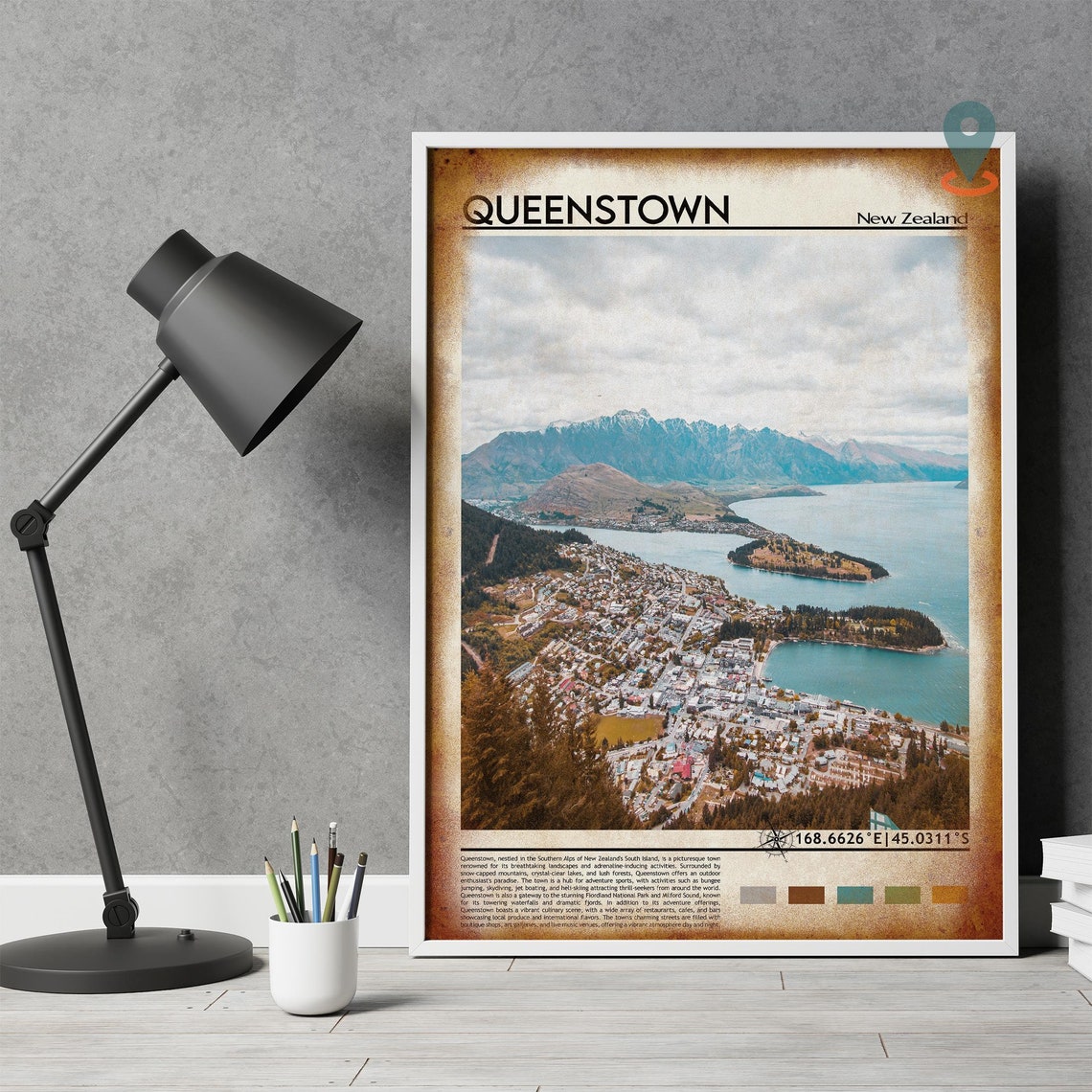 Queenstown Print Queenstown Poster Queenstown Wall Art Queenstown Travel Queenstown Art Print Queenstown Artwork New Zealand Print - Image 4
