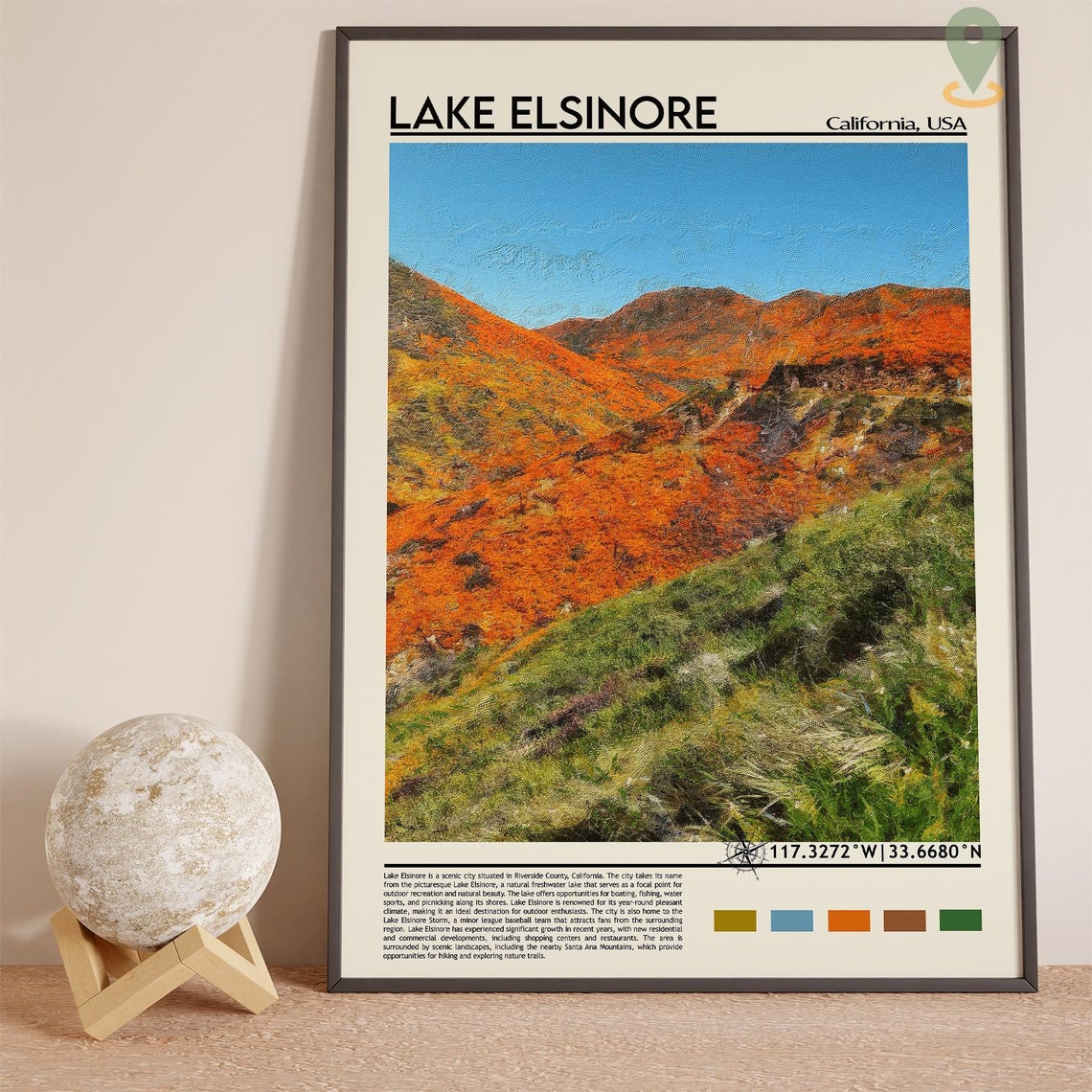 Lake Elsinore Print Lake Elsinore Poster Lake Elsinore Wall Art Lake Elsinore Travel Print Lake Elsinore Art Print Lake Elsinore Art - Image 2