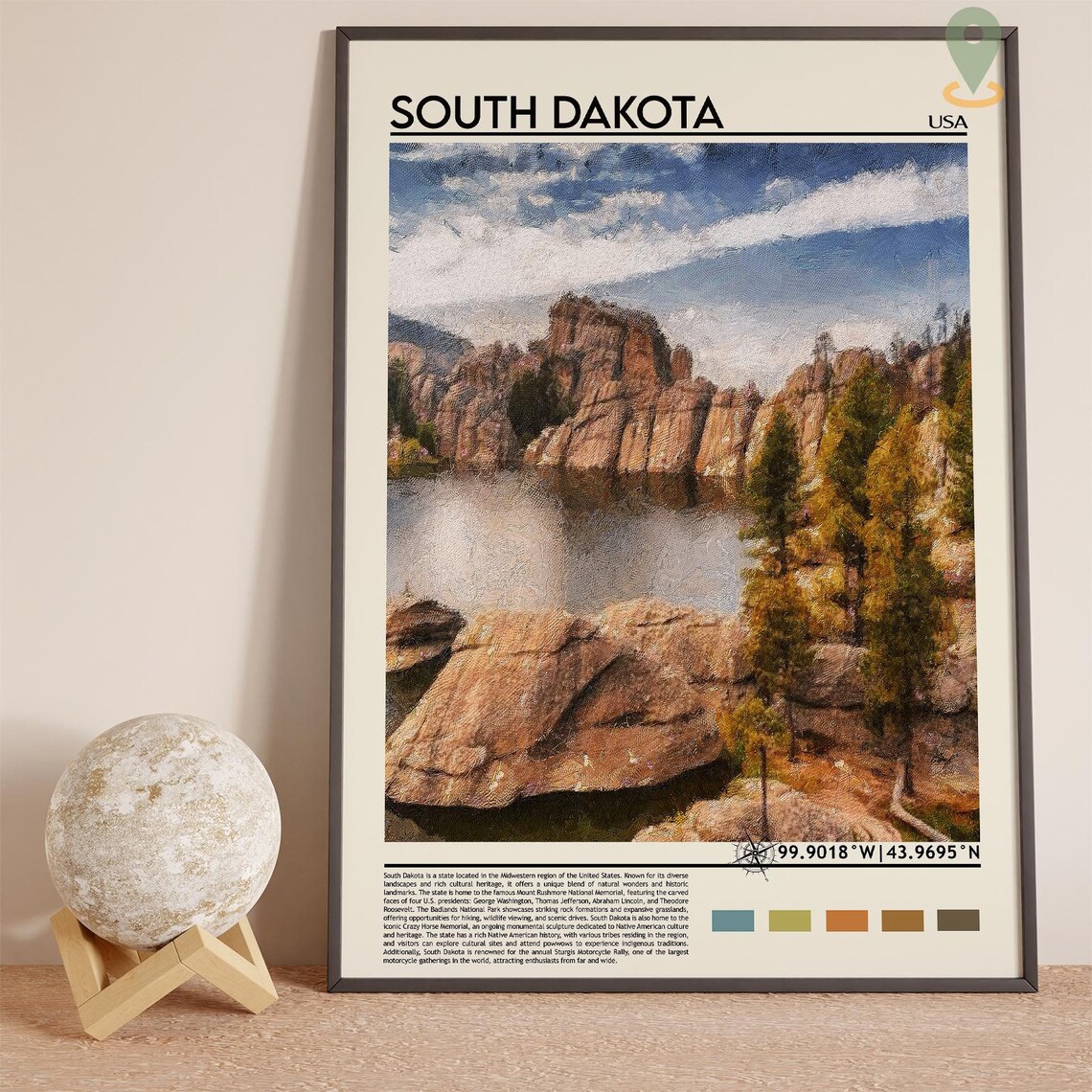 South Dakota USA Black Hills Needles Granite Peaks Vintage Poster - Image 2