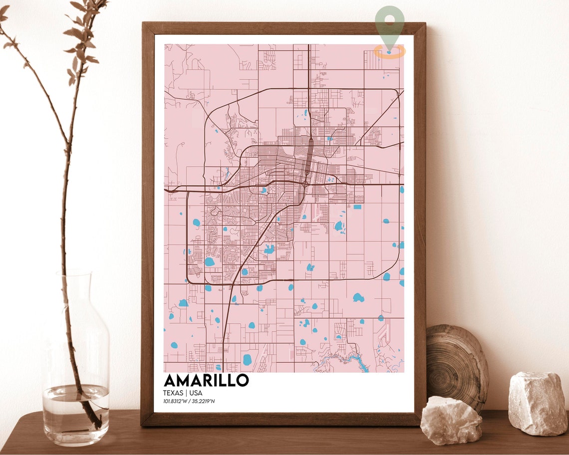 Amarillo Texas USA Minimalist Dark Green City Street Map Poster - Image 3