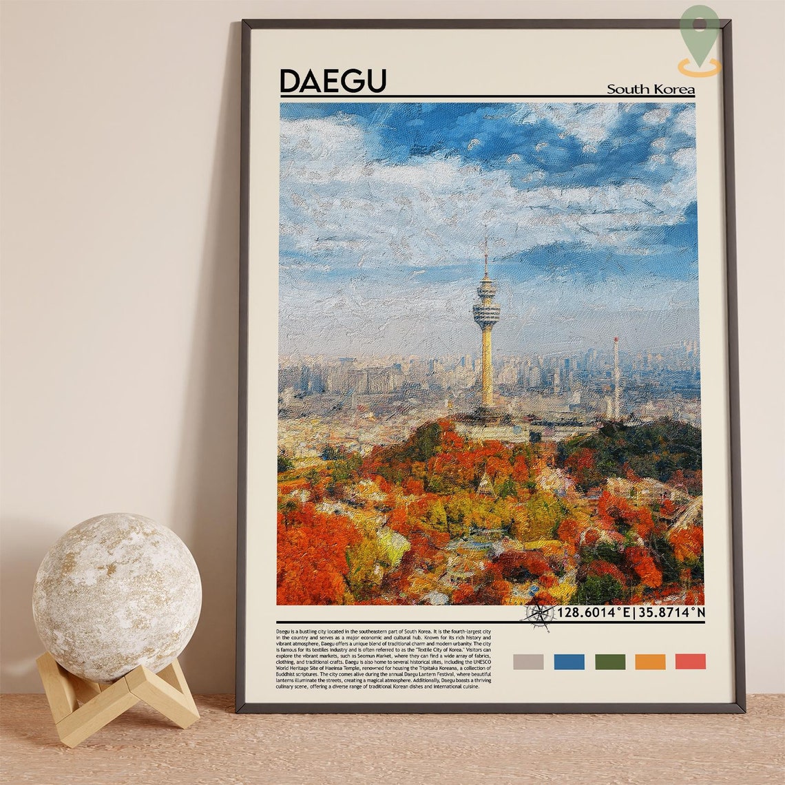 Daegu South Korea Tower Autumn Colors City View Travel Poster - Image 3