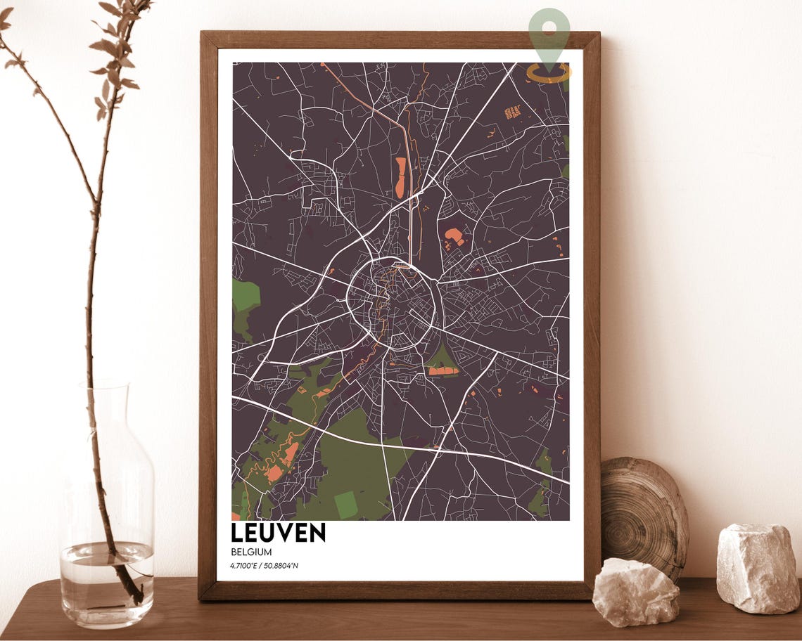 Leuven Belgium Light Minimalist Circular City Map Wall Poster - Image 5