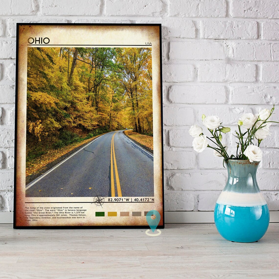 Ohio USA Autumn Road Fall Foliage Golden Forest Drive Travel Poster - Image 5