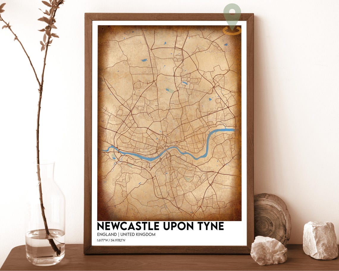 Newcastle upon Tyne England UK Red City Street Map Art Poster - Image 6