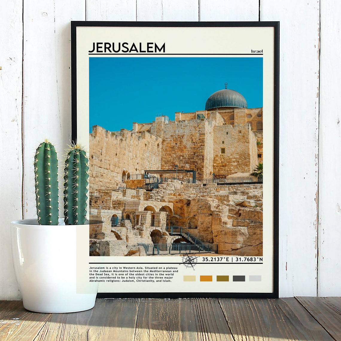Jerusalem Israel Ancient Stone Walls Dome Historic City Poster - Image 3