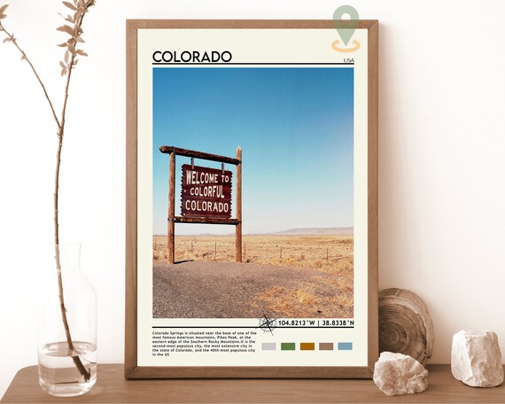 Colorado USA Colorful Welcome Sign Desert View Poster for Road Trip Lovers