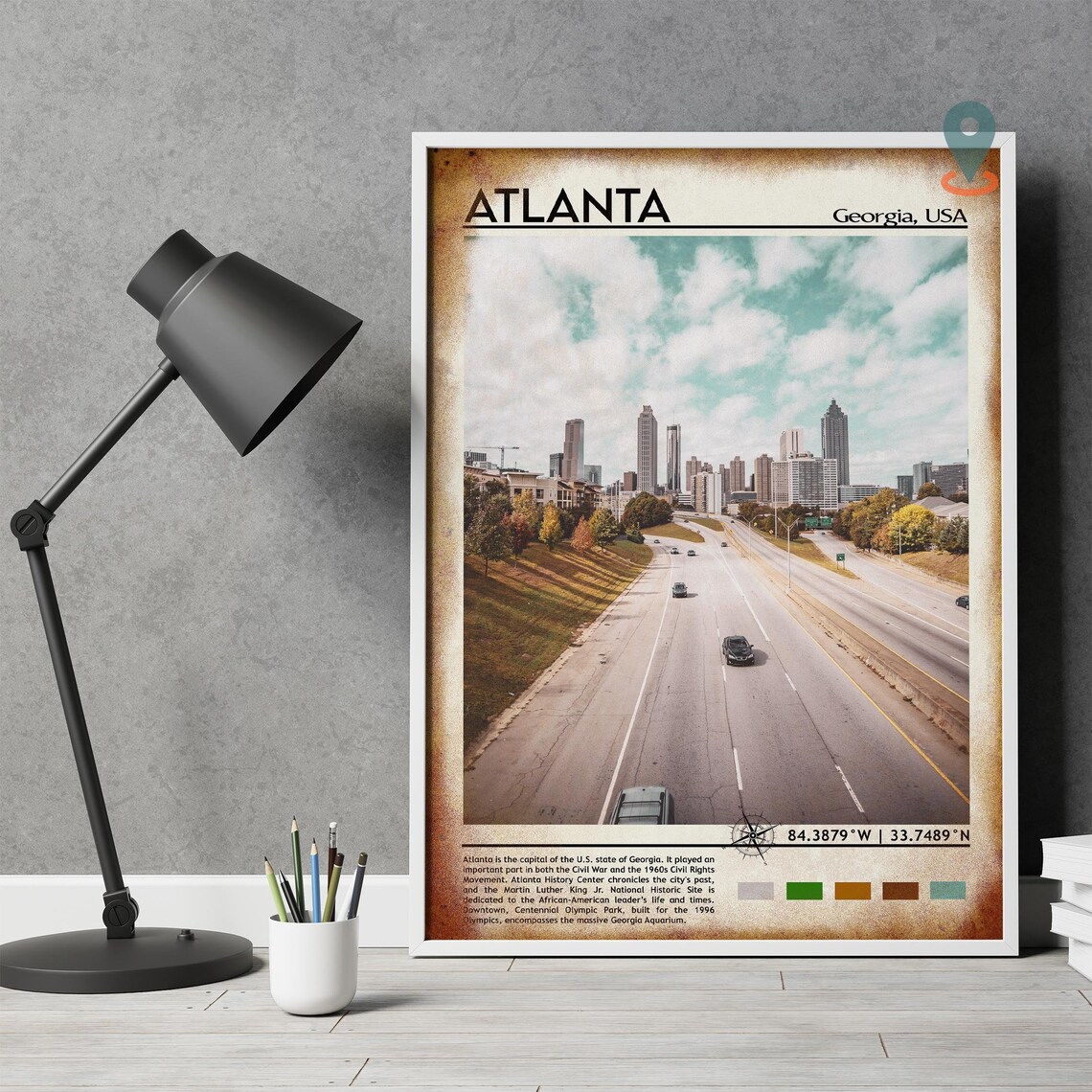 Atlanta Georgia USA Downtown Skyline Highway City Travel Poster - Image 5