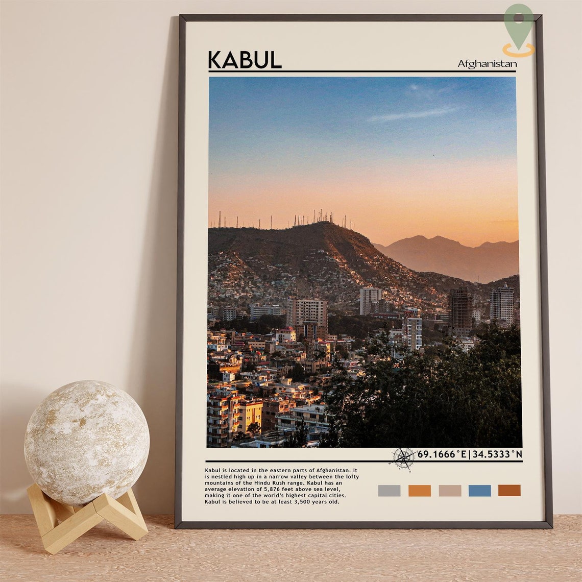 Kabul Afghanistan Sunset Cityscape Mountains Urban Travel Print - Image 4