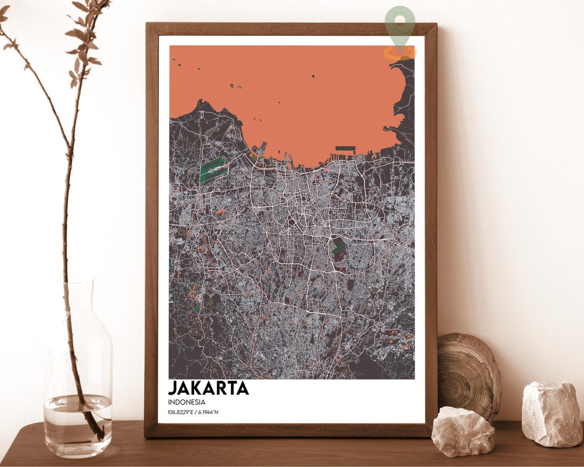 Jakarta Map Jakarta Map Print Jakarta Wall Art Jakarta Travel Poster Jakarta Poster Jakarta Photo Jakarta City Map Jakarta Indonesia - Image 4
