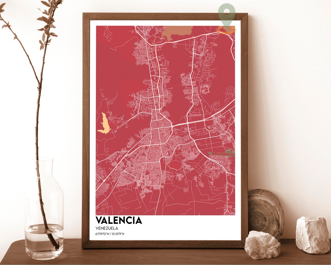 Valencia Venezuela Deep Green Modern City Street Map Design Poster - Image 3