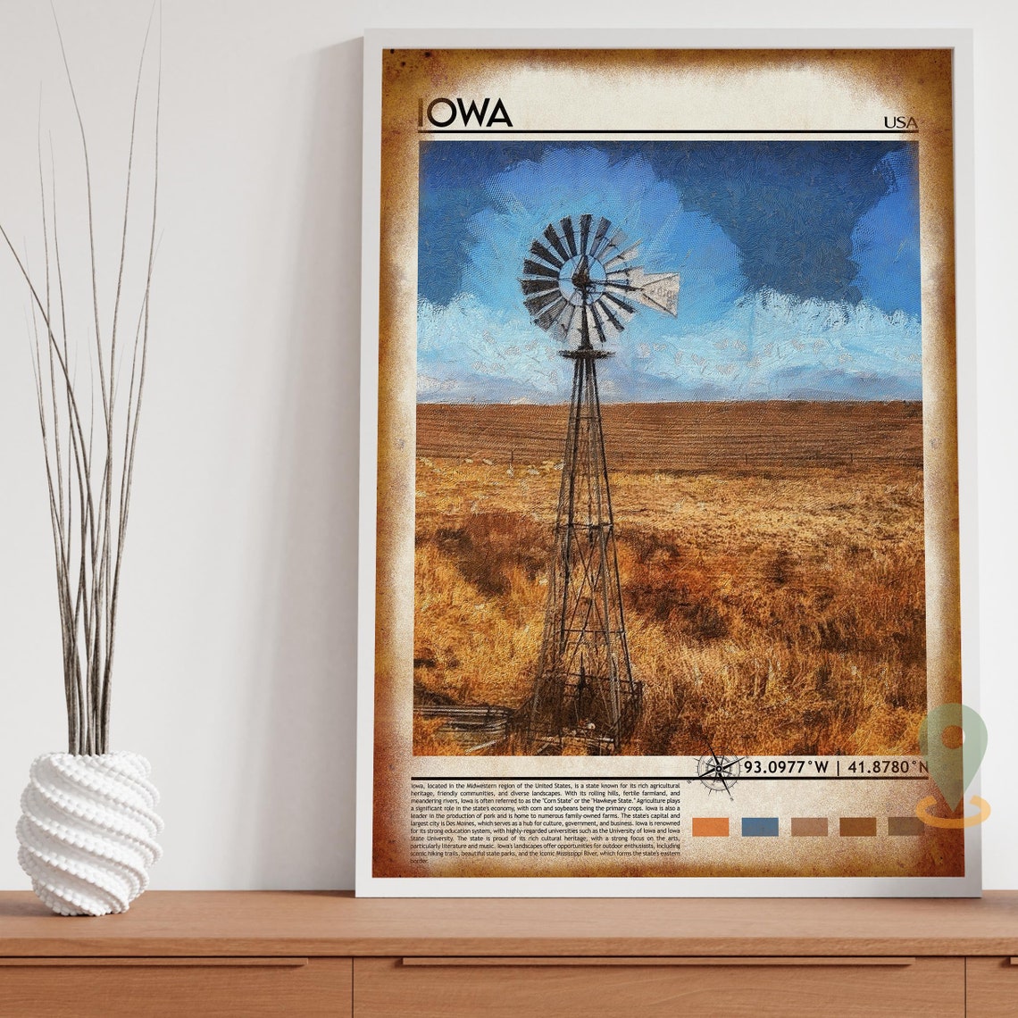 Iowa Travel Poster Iowa Print Iowa Wall Art Iowa Poster Iowa Photo Iowa Poster Print Iowa Map Vintage Iowa Print Iowa Poster Print - Image 4