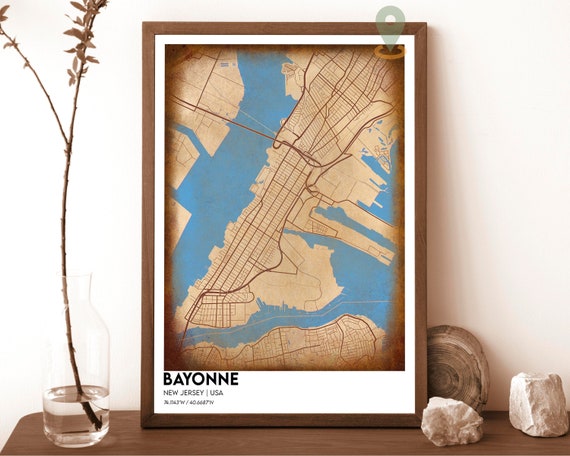 Bayonne Map Bayonne Map Print Bayonne Personalized Map Bayonne Wall Art Bayonne Travel Poster Bayonne Poster Bayonne New Jersey Map