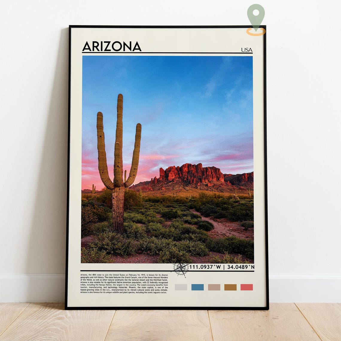 Arizona Desert Giant Saguaro Cactus Sunset Mountain View Poster - Image 4